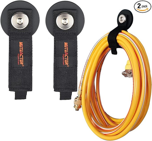 MUTUACTOR 2packs Magnetic Hooks Heavy Duty,Strong Magnet Garage Hook Large Capability for Hanging Cables Rubber Coating Mounting Magnet Storage Hooks for Garden Hoses Ropes Cordless Drills Tools Box