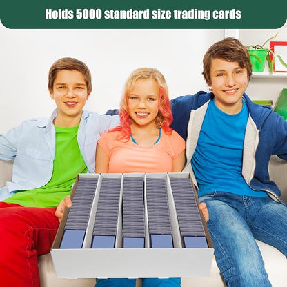 Yexiya 4 Pcs 5000 Count Card Storage Boxes with Divider for Trading and Gaming Cards White Cardboard Holder Collector Organizer for Deck of Play Pieces Sport Basketball Card