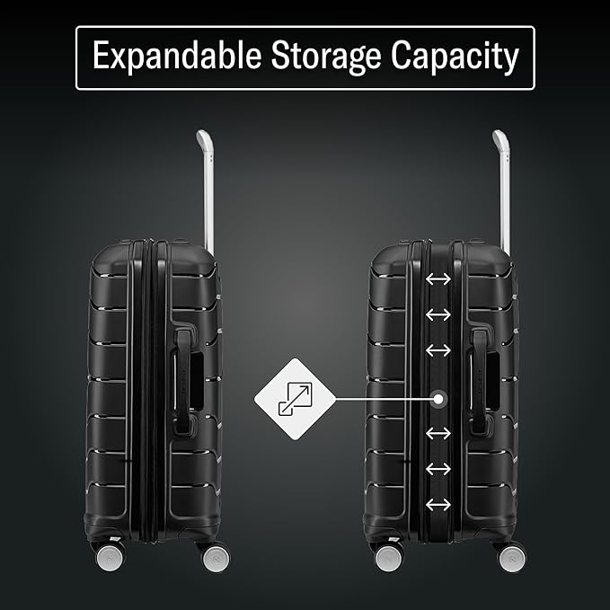 Samsonite Freeform Hardside Expandable with Double Spinner Wheels, White, Checked-Medium 24-Inch