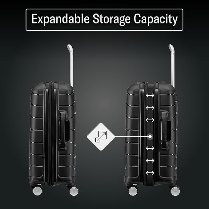 Samsonite Freeform Hardside Carry-On Luggage with Spinner Wheels - Hardshell Suitcase - TSA, Airline-Approved - Expandable Hard Shell, Smooth Rolling Wheels for Lightweight Travel - Light Grey