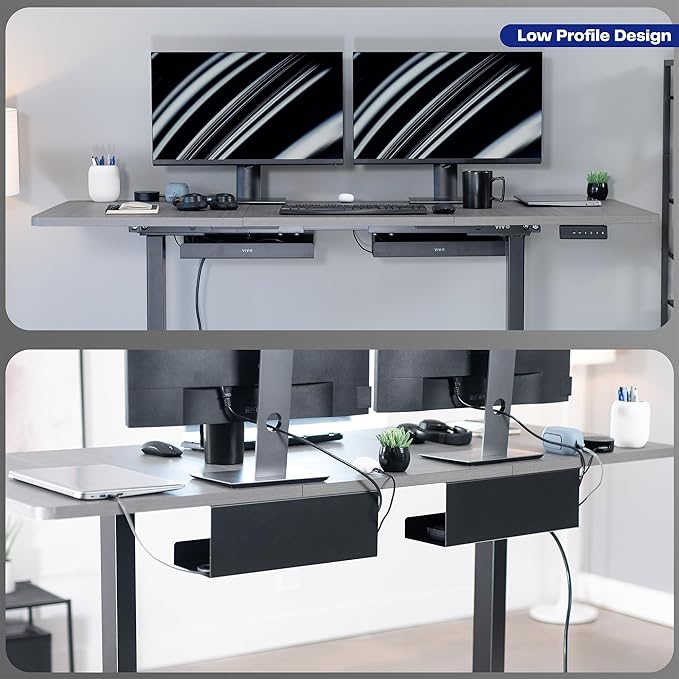 VIVO Under Desk 17 inch Extra Deep Cable Management Trays, Power Strip Holders, Cord Organizers, Wire Tamers for Office and Home, Black, 2 Pack, DESK-AC16-2C