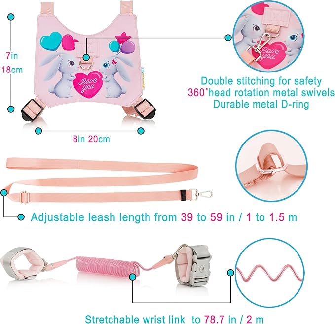 Toddler Leash Harness Kid Leash Child Safety Harness Baby Leash Anti Lost Ages 1-4
