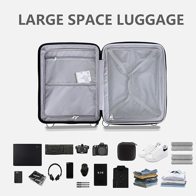 Luggage Sets 2 Piece, 20/28 Inch Lightweight Expandable PC Hardside Durable Suitcases with Spinner Wheels & TSA Lock, Gray