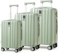 Hanke Luggage Sets 3 piece Carry On Luggage with Wheels PC Hard Shell Suitcases Lightweight Checked Travel Luggage Large Travel Suitcase Woman Men 20/24/29 Inch(Bamboo Green)