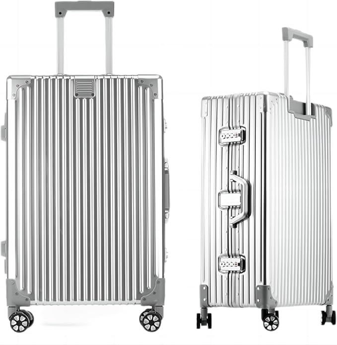 HotWay 28 Inch All Aluminum Checked in Luggage, Hard Shell Suitcase with Spinner Wheels and TSA Lock, Large Suitcase for Business Travel
