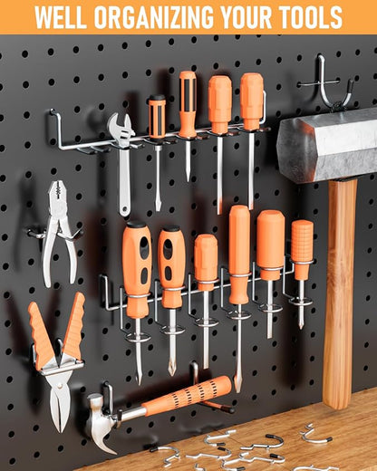 INCLY 1/4" Pegboard Hooks Set for Hanging, 206PCS Heavy Duty Peg Board Hooks & Hangers Only Fit 1/4 Inch Pegboard for Tools Crafts Assortment Garage Organizer Attachment Peg Board Accessories