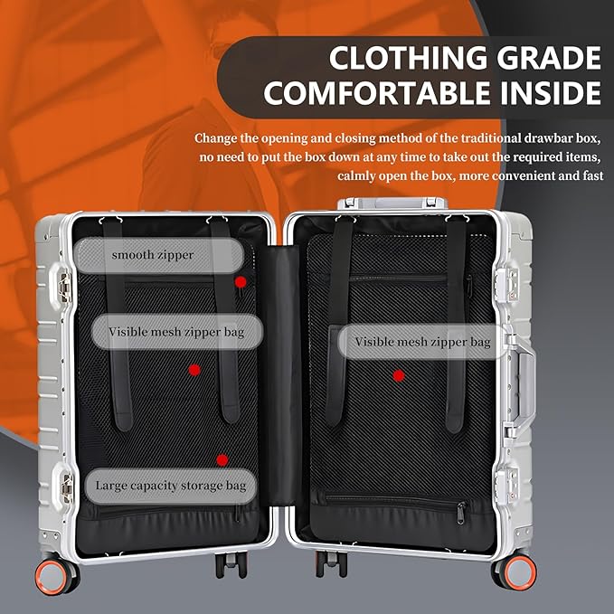 WEICHEN All Aluminum Carry On Luggage 22x14x9 Airline Approved 20 Inch Hard Shell Suitcase with Spinner Wheels and TSA Lock