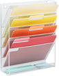 EASEPRES Desk File Organizer Mesh 6-Tier, Hanging Wall Mount Document Organization Stand, Desktop Vertical Mail Paper Folder Holder Rack with Bottom Tray for Office Home Cubicle Countertop, White