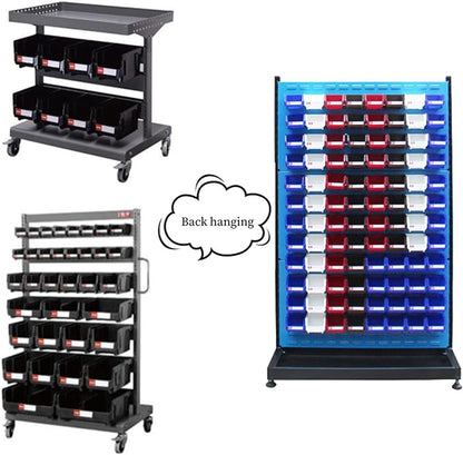 Pe&Hui Storage Organizer Bins,Wall Mount Storage Parts Rack,Stackable Shop Tool Bins for store Screws,Small Parts,Office Supplies and other Accessories Blue (6Pack)