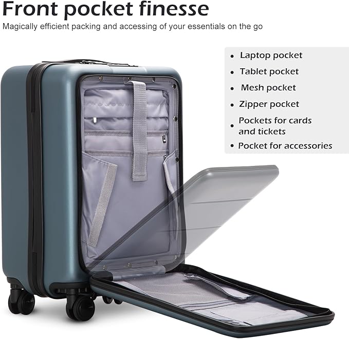 COOLIFE Luggage Suitcase Piece Set Carry On ABS+PC Spinner Trolley with pocket Compartmnet Weekend Bag(Night navy, 2-piece Set)