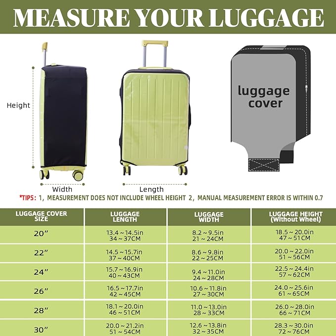 Clear Luggage Cover Protectors For Suitcases,Elastic Transparent waterproof PVC Suitcase Covers Protector Fit 20-30 Inch wheeled Luggage (20”+24“+28“)