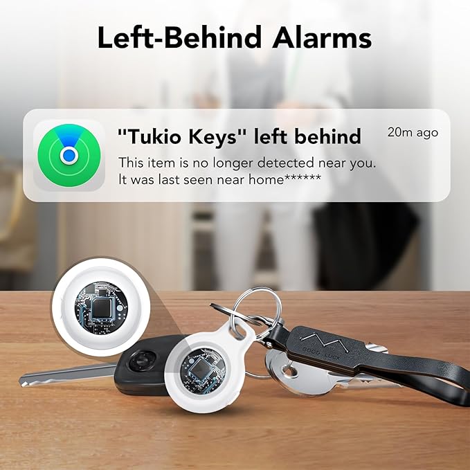 2025 New [Apple MFi Certified] (iOS Only) Air Tracker Tags-2 Pack, Bluetooth Tracker for Apple Find My, Replaceable Battery, Key Finder and Item Locator Smart Tag for Keys, Bags, Luggage, Pets, White