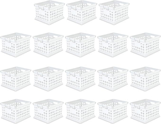 Sterilite Stackable Plastic Storage Crate Bin Organizer File Box with Handles for Home, Office, Dorm, Garage, or Utility Organization, White, 18-Pack