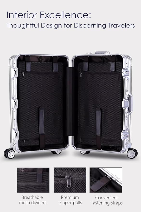 HotWay 20 Inch All Aluminum Carry On Luggage with Wheels, Hard Shell Zipperless Suitcase with TSA Locks, Gold Travel Luggage (22x14x9 Airline Approved)
