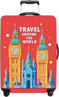Luggage Cover Washable Suitcase Protector Anti-Scratch,Stretchable Fit for 20-34Inch Luggage Durable Travel Bag Cover with Zipper Closure (London-2, XL(fits 32-34Inch suitcase))