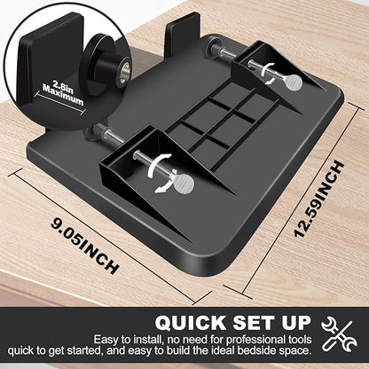 Bedside Shelf for Bunk & Loft Beds,College Dorm Room and Kids Room Essentials,Bed Side Table Tray Organizer,Clip On Nightstand,Black