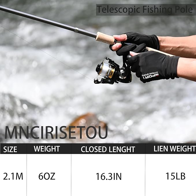 Carbon Fiber Fishing Pole Combo Set - 2.1m/6.89ft Spinning Reel, 145pcs Accessories Kit for Saltwater & Freshwater Fishing
