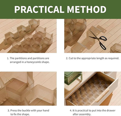 Honeycomb Separator Adjustable Drawer Organizer Divider for Underwear Belt-Scarf Socks Organizer (Gray(2pcs))