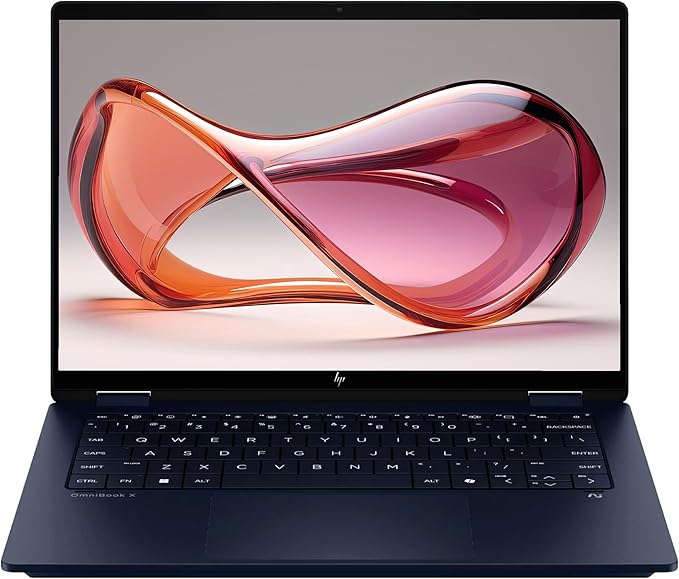 HP OmniBook X Flip 2-in-1 Copilot+ Laptop, Intel Ultra 7-256V, 16 GB LPDDR5x RAM, 2 TB PCIe SSD, 14" 2K (1920x1200) Touchscreen, Intel Arc 140V, Backlit Keyboard, W11 Pro, Atmospheric Blue