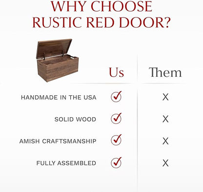 Amish Made Wooden Storage Chest Trunk Box with Lid and Handles for Bedroolanket, Clothes, Anti-Slam Hinges, Handmade, Rustic, Walnut Wood, Natural Stain, 30"