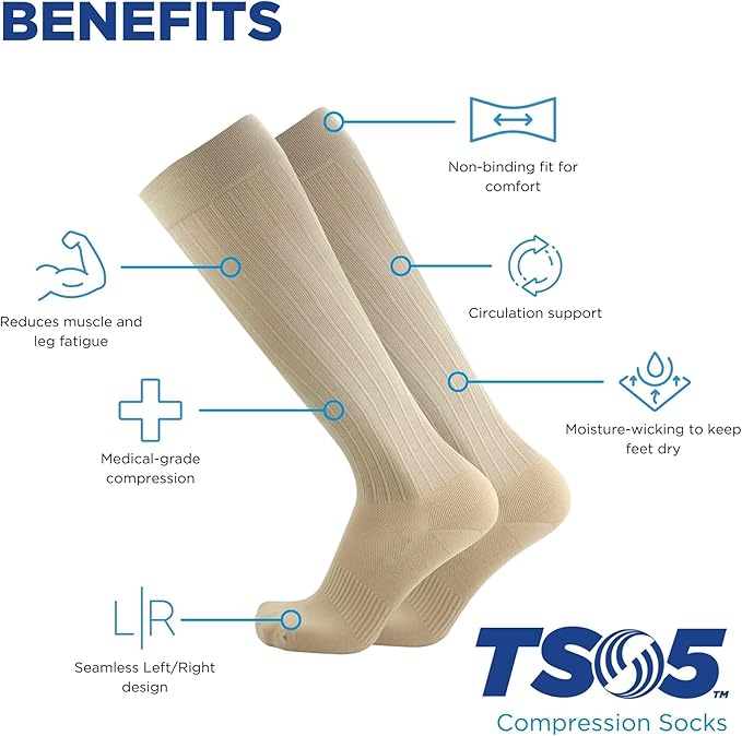 Medical Grade Compression Socks for Men & Women 15-20 mmHg by OrthoSleeve (Tan, Small)