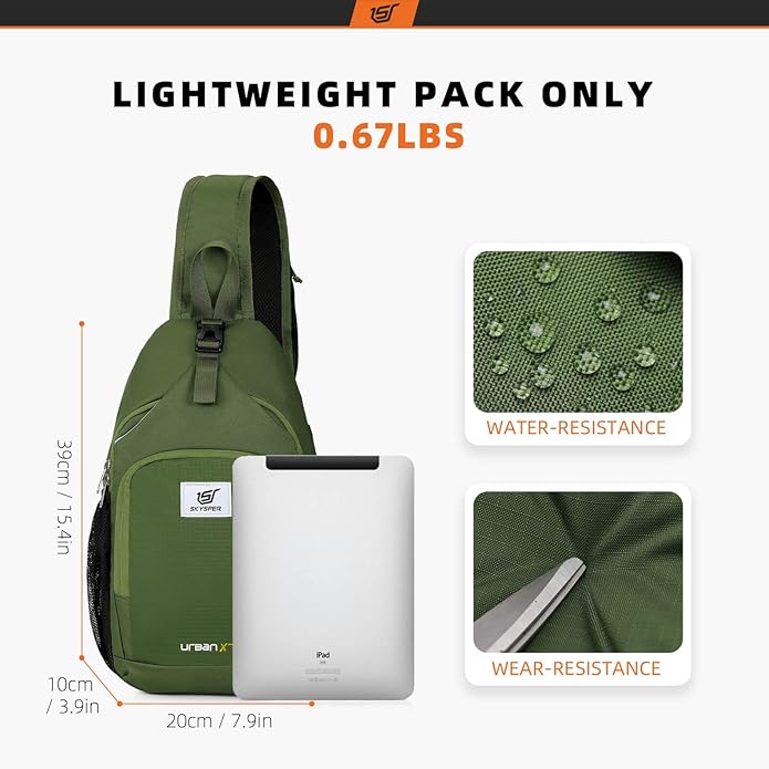 SKYSPER Sling Bag RFID Crossbody Sling Backpack Cross Body Shoulder Bag Travel Hiking Daypack for Women Men