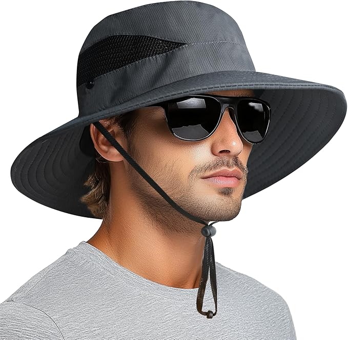 PFFY Sun Bucket Hats for Men Women 3” Wide Brim UPF 50+ Fishing & Beach Hat