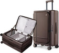 NINETYGO Medium Checked Luggage 25 Inch, Flat Top Opening Checking In Luggage with Cup Holder, Expandable, Coffee-Infused PC Hard Shell, Eco-Friendly, TSA Lock, 360° Spinner Wheels (Americaco)