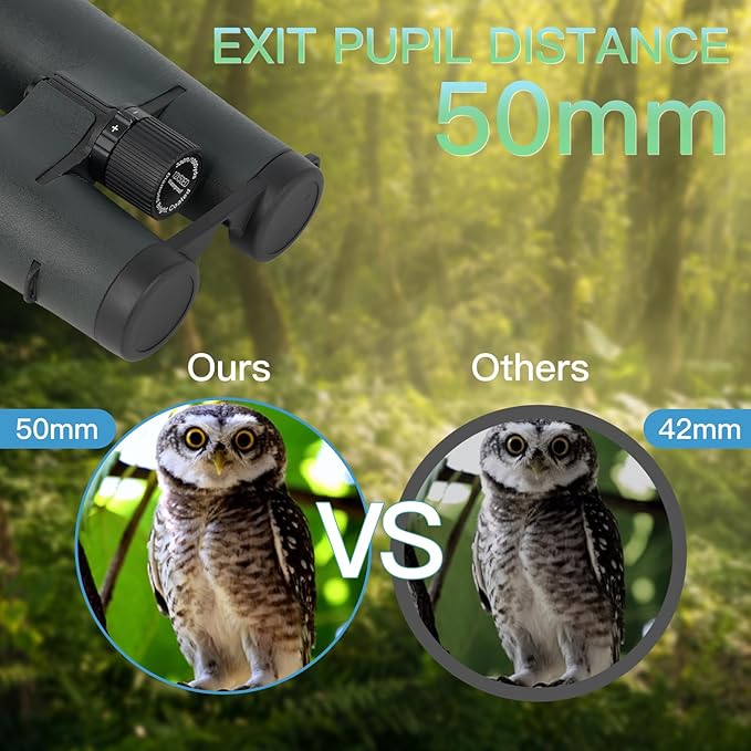 12X50ED Compact Binoculars for Adults – High-Powered BAK4 Prisms, Diamond White Coating, Waterproof & Fogproof, Rubber Armored – Ideal for Bird Watching, Hunting, Travel, Outdoor Sports