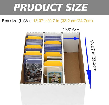4Pack 3Pack Card Box for Trading Card, 2400-count Cardboard Card Storage Box, 3-Row bulk Card Storage box with 150 Soft Sleeves & 24 Dividers,Card Organizer Box for TCG/Magic/Mtg, Toploader