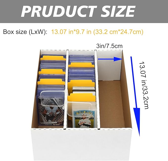 3Pack Card Box for Trading Card, 2400-count Cardboard Card Storage Box, 3-Row bulk Card Storage box with 150 Soft Sleeves & 24 Dividers,Card Organizer Box for TCG/Magic/Mtg，Toploader