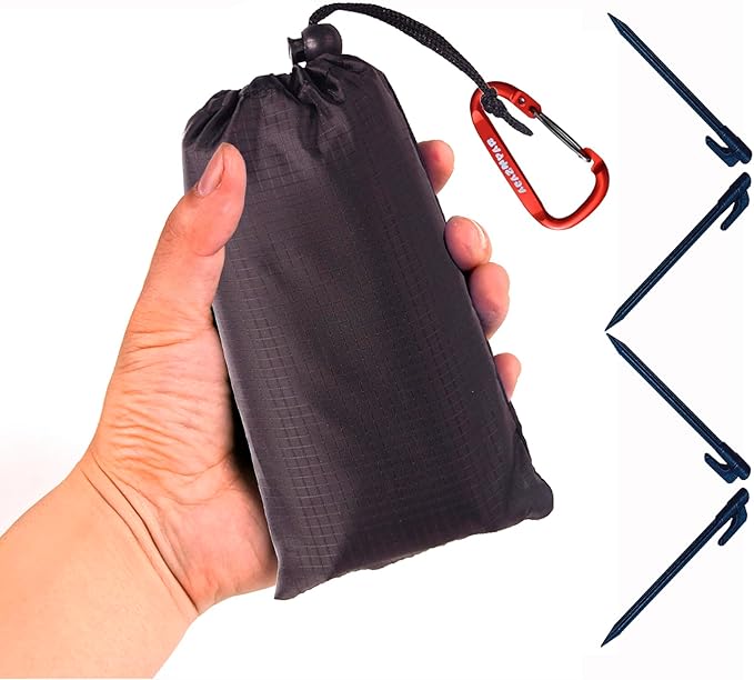 Waterproof Camping Tarp, Ultralight Tent Footprint Backpacking Tarp for Camping, Hiking and Outdoor Activities (Black)