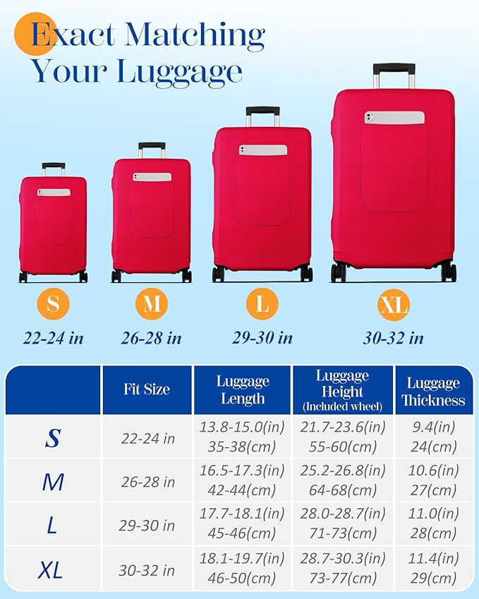 Slohif Luggage Cover for Suitcase Tsa Approved Protector - Luggage Sleeve Suit Case Cover Travel Stretch Large Baggage Case Protective Washable Fit 22-24 Inch Wine Red