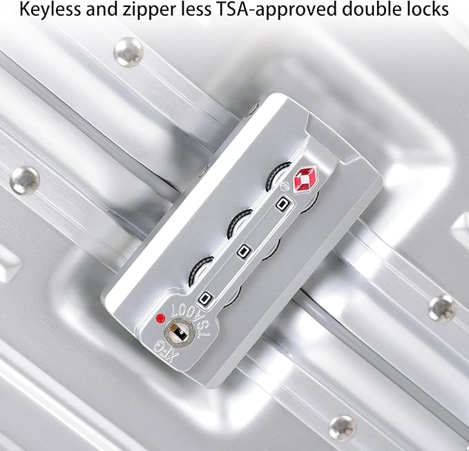 Metal All Aluminum Carry-on Luggage TSA Customs Lock Zipperless Silent Rotary Wheel Business Suitcase Aluminum Frame Set (titanium gold, 24 '')