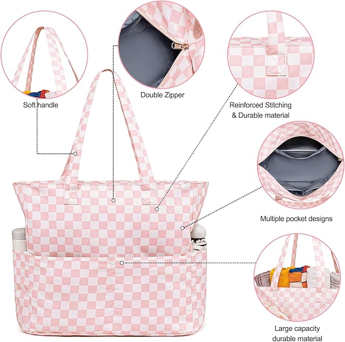Waterproof Beach Tote Pool Bags for Women Ladies Extra Large Gym Tote Carry On Bag With Wet Compartment for Weekender Travel