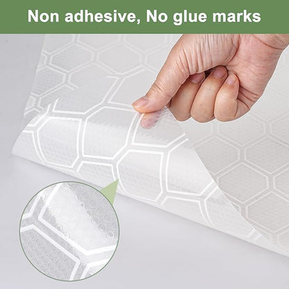 Shelf Liner, Refragerator Drawer Liners for Kitchen Cabinets, Waterproof Bathroom Sink Mat No Slip Cupboard Liners Non Adhesive Fridge Liner Roll - Clear 17.5"×197"