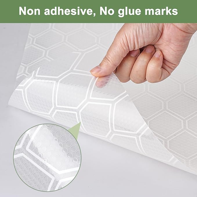 Shelf Liner, Refragerator Drawer Liners for Kitchen Cabinets, Waterproof Bathroom Sink Mat No Slip Cupboard Liners Non Adhesive Fridge Liner Roll - Clear 17.5"×78.7"