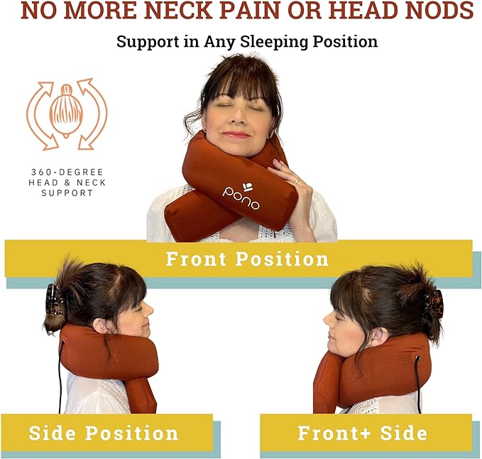 Pono Neck Cradle Travel Pillow: Memory Foam, Ergonomic 360° Adjustable Support, Prevents Neck Pain/Head Nods. Infinity Shape Fits All Adults. Foldable Design for Easy Portability (Twilight Slate)