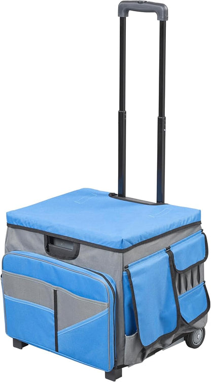 Mobile Utility Cart with Storage Organizer Bag, Rolling Cart, Blue/Grey