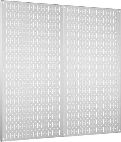 Pegboard Wall Organizer 2 PCS 32" x 16" Silvery Peg Board Metal Pegboard Panels for Garage Tool Storage