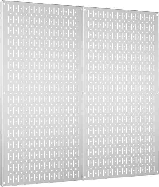 Pegboard Wall Organizer 2 PCS 32" x 16" Silvery Peg Board Metal Pegboard Panels for Garage Tool Storage
