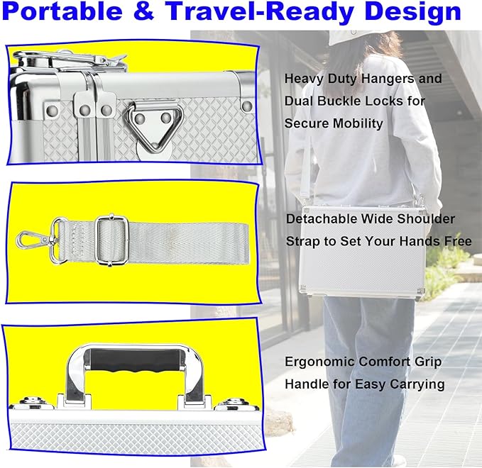 Multi color Card Storage Hard Case, Sports Card Collection Boxes,Trading Cards Cabinet, Card Holder, Toploader Box (Silver, Large)
