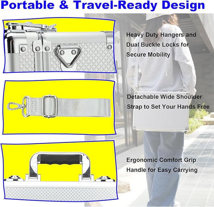 Multi color Card Storage Hard Case, Sports Card Collection Boxes,Trading Cards Cabinet, Card Holder, Toploader Box (Silver, Large)