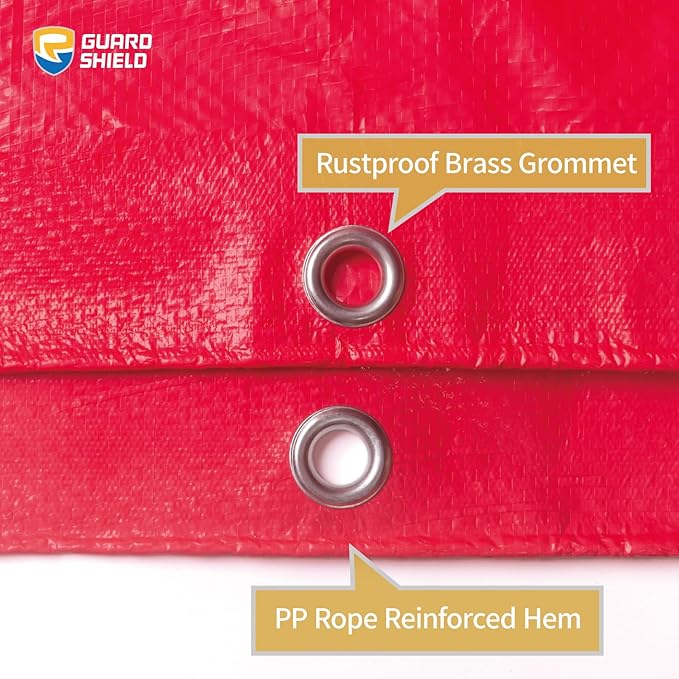 GUARD SHIELD Red Tarp 12x20 Feet Tarps High Visibility Outdoor Poly Cover Lightweight 6mil
