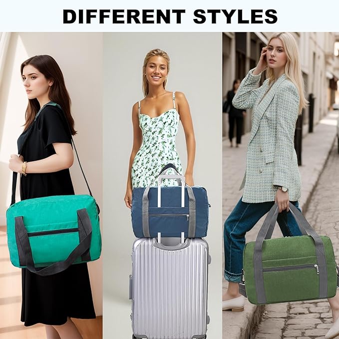 For Spirit Airlines Personal Item Bag 18x14x8 in Underseat Carry-on Luggage foldable Travel Duffle Bag for Airplanes(30L, Army Green)