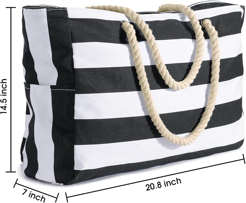 Becokan Beach Bag Large Beach Tote Bag for Women Waterproof Sandproof Swim Pool Bag With Zipper