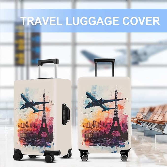 Luggage Cover Washable Suitcase Protector Anti-scratch Suitcase cover Fits 20-34 Inch Luggage (Tower-2, S(20-22inch suitcase))