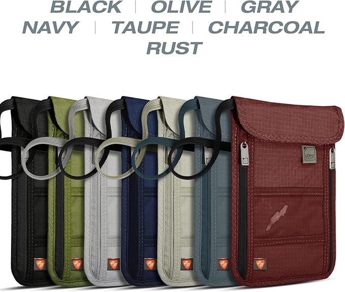 Lewis N. Clark RFID Blocking Stash Neck Wallet, Travel Pouch + Passport Holder for Women & Men, Navy, One Size