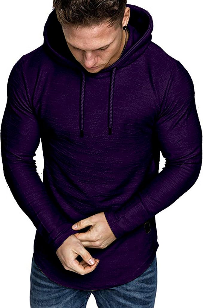 Lexiart Mens Fashion Athletic Hoodies Sport Sweatshirt Solid Color Fleece Pullover