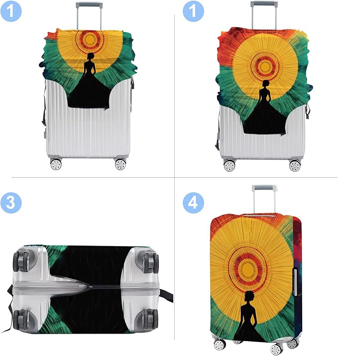 Luggage Cover Washable Suitcase Protector Anti-scratch Suitcase cover Fits 20-34 Inch Luggage (Girl-2, S(20-22inch suitcase))